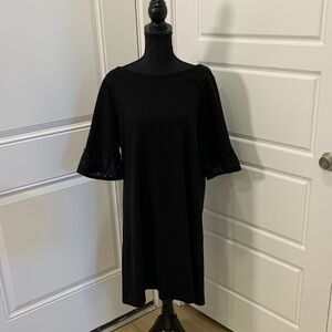 Talbots XL BLACK midi with eyelet sleeves DRESS Size XL office party casual 027